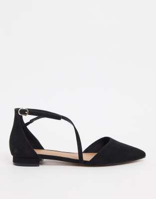 black strappy ballet flats