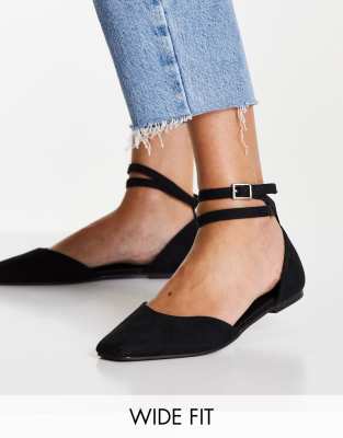 Asos Design Wide Fit Lift Ballet Flats In Black