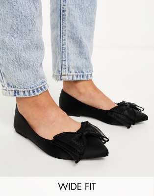 Asos Design Lila Bow Ballet In Black