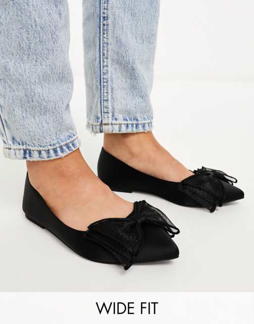 Wide black shop flat shoes