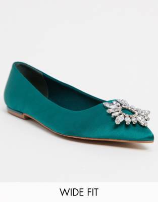 teal flat shoes