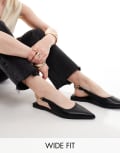 [ASOS DESIGN Wide Fit] ASOS DESIGN Wide Fit Link ballet flats in black 5 Black/gold trim