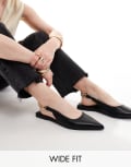 ASOS DESIGN Wide Fit Link ballet flats in black