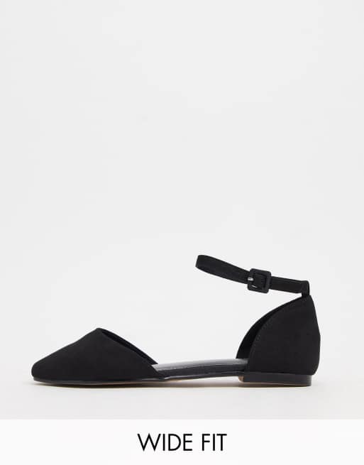 ASOS DESIGN Wide Fit Lint ballet flats in black | ASOS