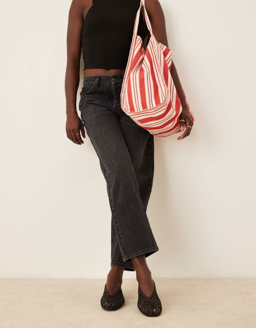 ASOS DESIGN Wide Fit Linus clean ballet flats in black weave