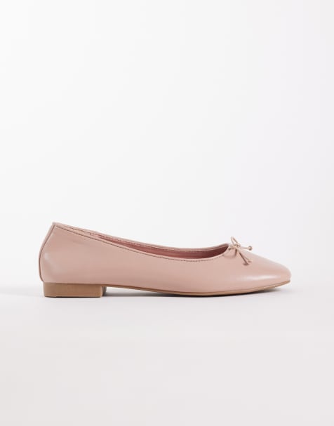 ASOS DESIGN Wide Fit – Lion – Brungrå ballerinaskor med rosetter - view 1
