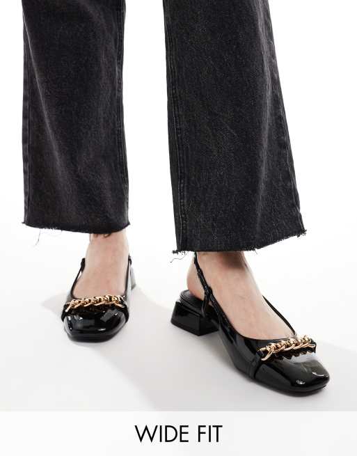 CerbeShops DESIGN Wide Fit Lion slingback ballet flats in black