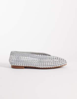 Wide Fit - Lioness - Ballerines larges tressées - Argenté 4