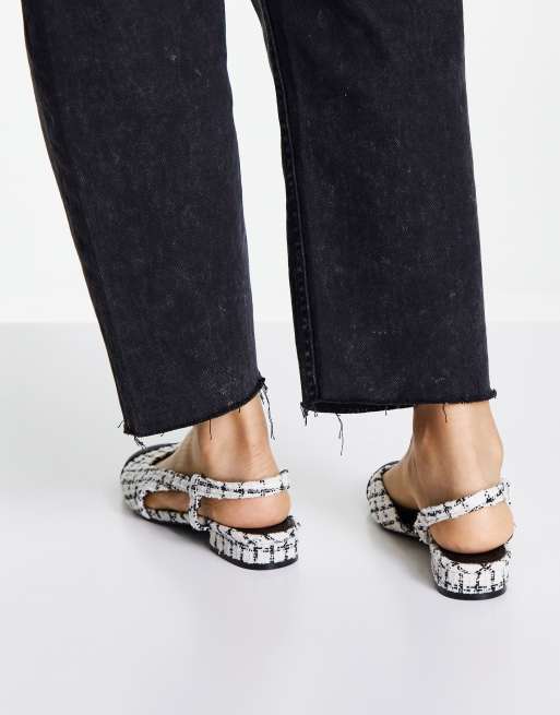 ASOS DESIGN - Wide Fit - Lively - Ballerinaer med slingback i creme tweed, 3 af 4