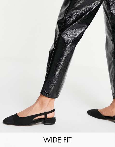asos design lively slingback ballet flats in beige and black
