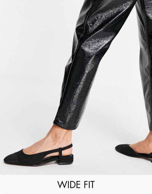 asos design lively slingback ballet flats in beige and black