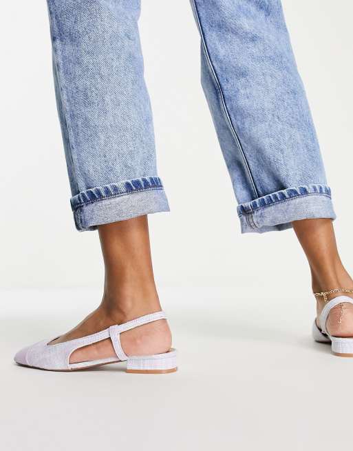 ASOS DESIGN Wide Fit Lively slingback ballet flats in lilac tweed, 2 of 4