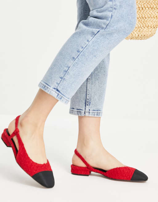 Red cheap slingback flats