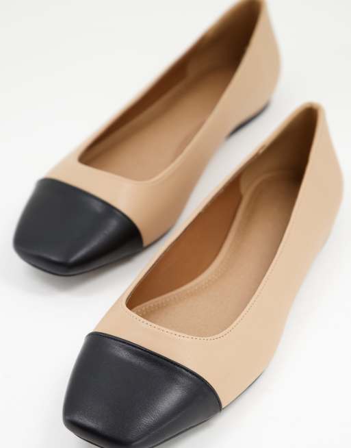 Beige and black online ballet flats