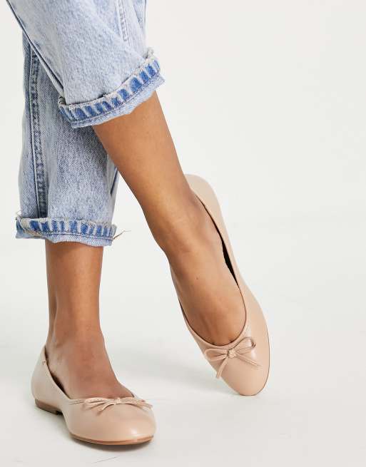 ASOS DESIGN wide Fit – Locus – Beżowe balerinki z okrągłymi noskami, 4 z 4