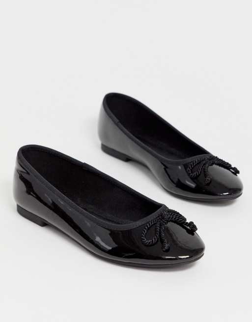 ASOS DESIGN Wide Fit Loretta bow ballet flats in black, 4 of 4