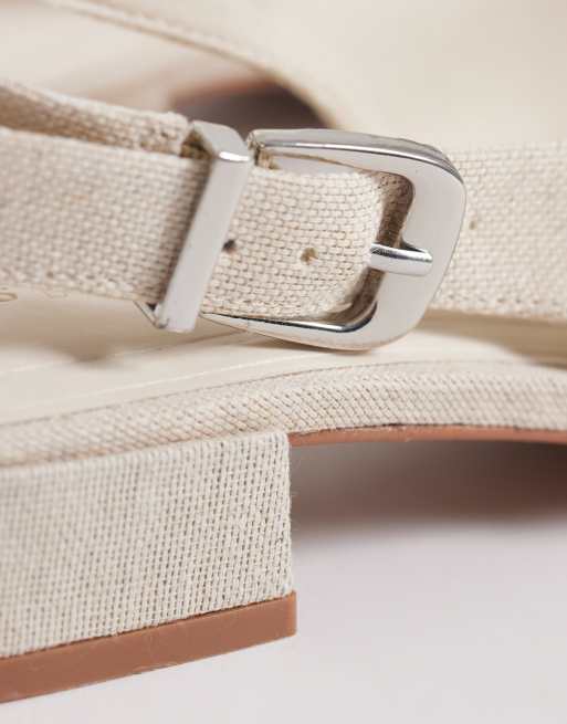 ASOS DESIGN Wide Fit Lotto slingback linen look ballet flats in natural, 3 of 4