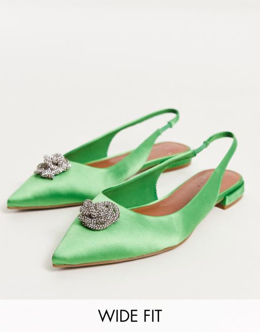 Green best sale satin flats