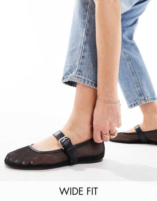 ASOS DESIGN Wide Fit - Lou - Babies en tulle - Noir