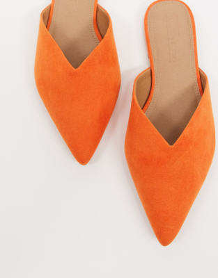orange suede mules