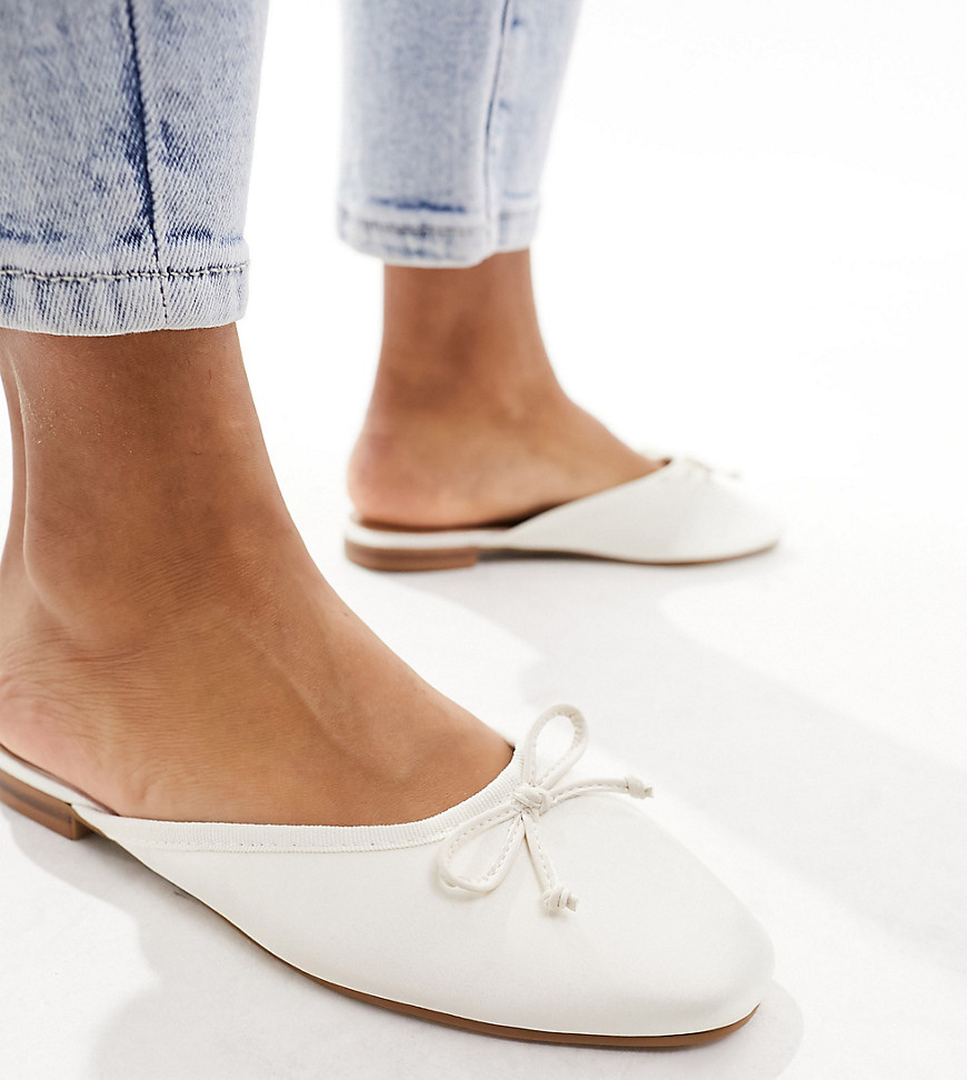 Asos Design Wide Fit Lucia Mules In Ivory-white