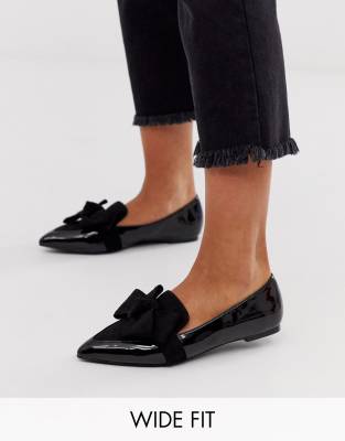 wide fit black flats