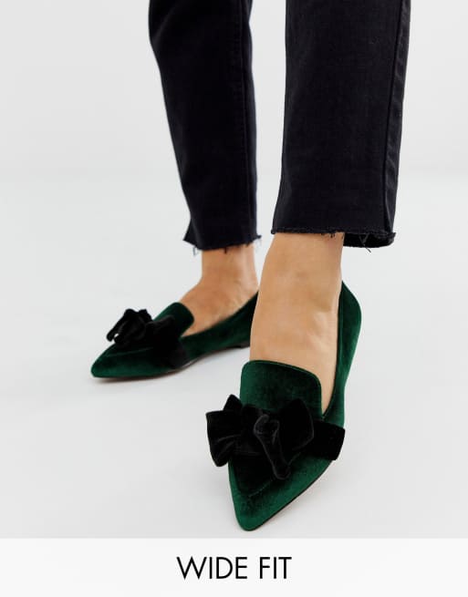 Green sale velvet flats