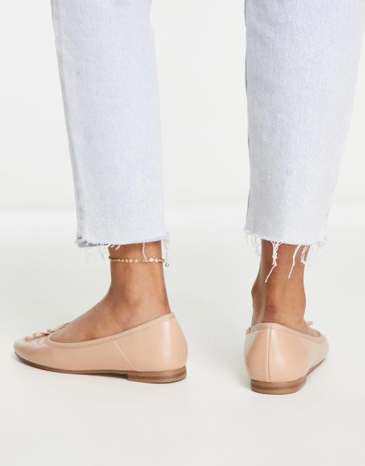 Nude leather hot sale ballet flats