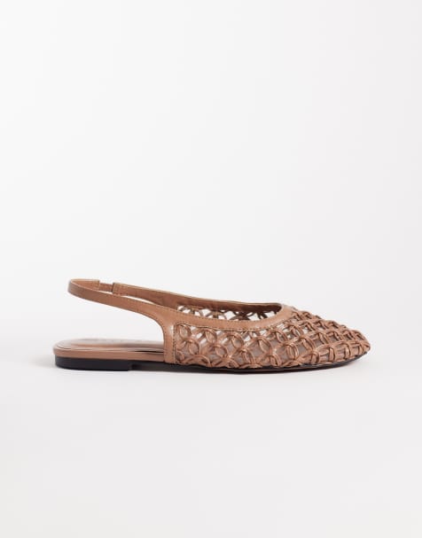 ASOS DESIGN Wide Fit – Lure – Szarobrązowe plecione balerinki z paskiem za piętą - view 1