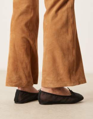 Asos Design Lynette High Vamp Ballet Flats In Black