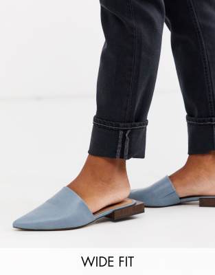 blue flat mules