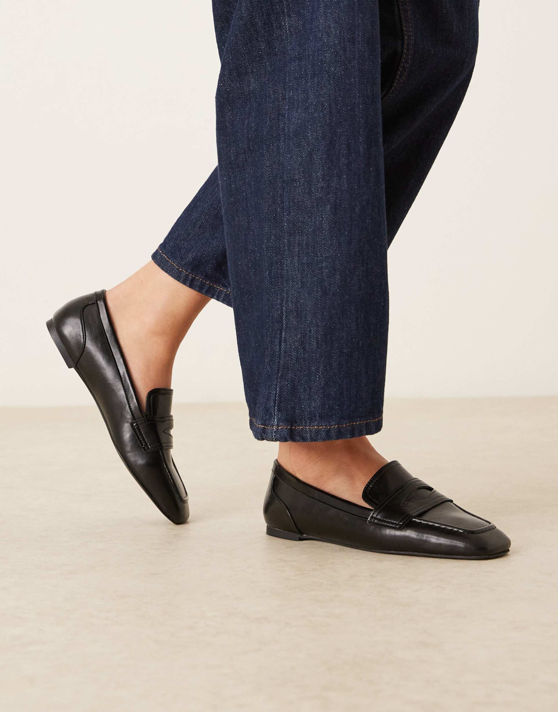 asos design wide fit malta loafers in black