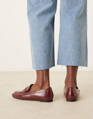 Asos Design Wide Fit Malta Loafers In Burgundy