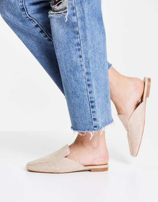 Square toe flat on sale mules