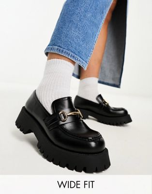 ASOS DESIGN Wide fit Masterpiece chunky loafer in black