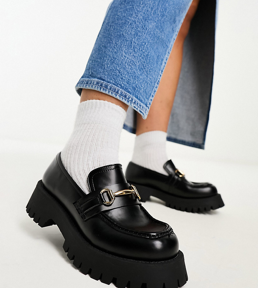 ASOS DESIGN Wide fit Masterpiece chunky loafer in black