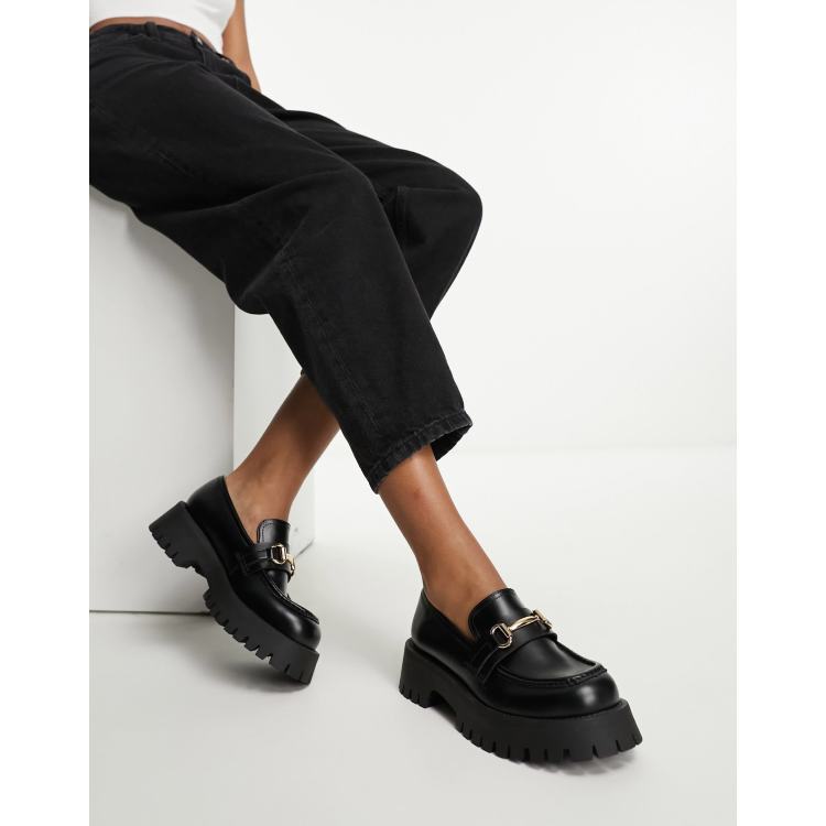 ASOS DESIGN Wide fit Masterpiece chunky loafer in black | ASOS