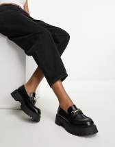 ASOS DESIGN Wide Fit Mulled chunky loafer in black | ASOS