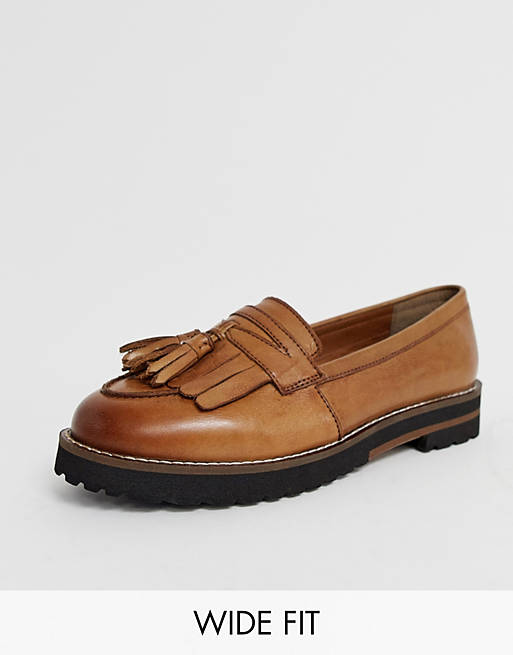 ASOS DESIGN Wide Fit Maxfield leather fringed loafers | ASOS