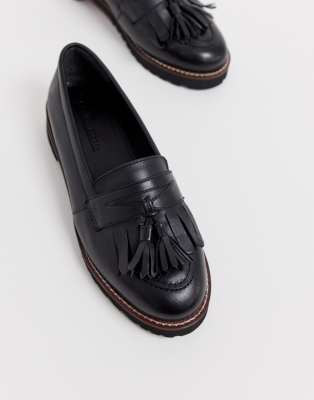 asos design maxfield leather fringed loafers