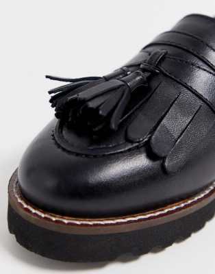 asos design maxfield leather fringed loafers