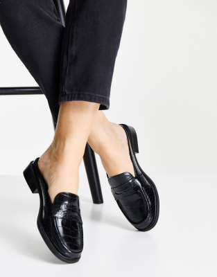 black wide loafers