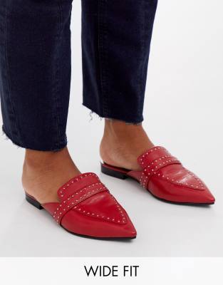 red leather mules