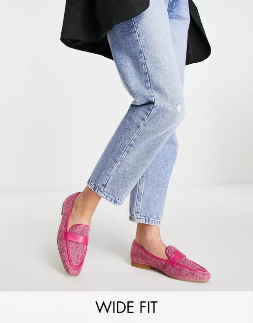 ASOS DESIGN Wide Fit - Megan - Vævede, flade loafers i pink