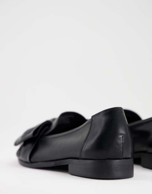 ASOS DESIGN Wide Fit Mentor bow flat shoes in black, 4 of 4