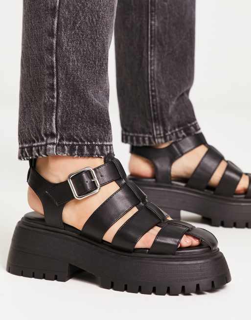 ASOS DESIGN Mermaid chunky fisherman shoes in black