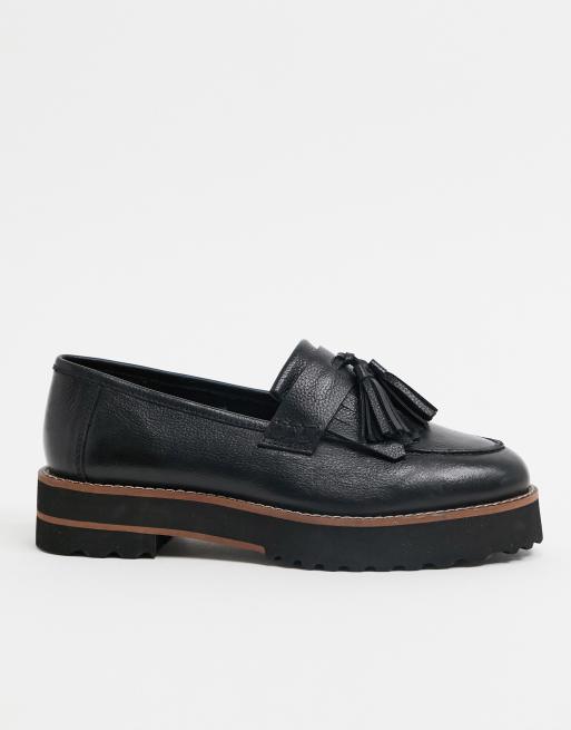 Asos design maxfield hot sale leather fringed loafers