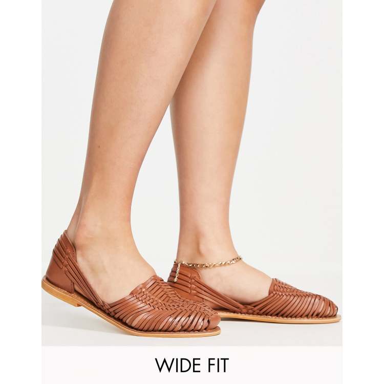 ASOS MONUMENT Leather Woven Flat Shoes