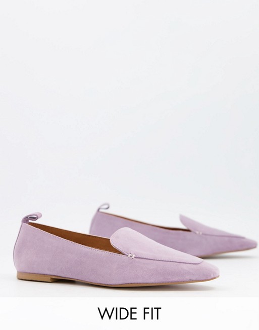 ASOS DESIGN Wide Fit Miley suede loafers in lilac