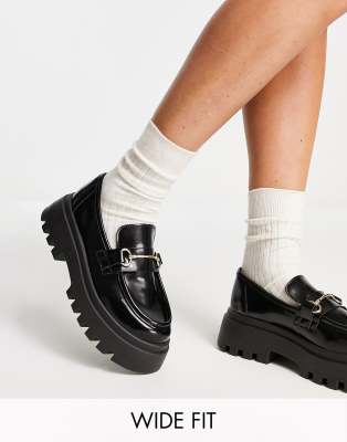 asos design wide fit monster chunky loafers in black